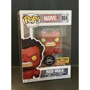 Funko Pop! Marvel Red Hulk #854 Glow Chase And Hot Topic Exclusive W Case